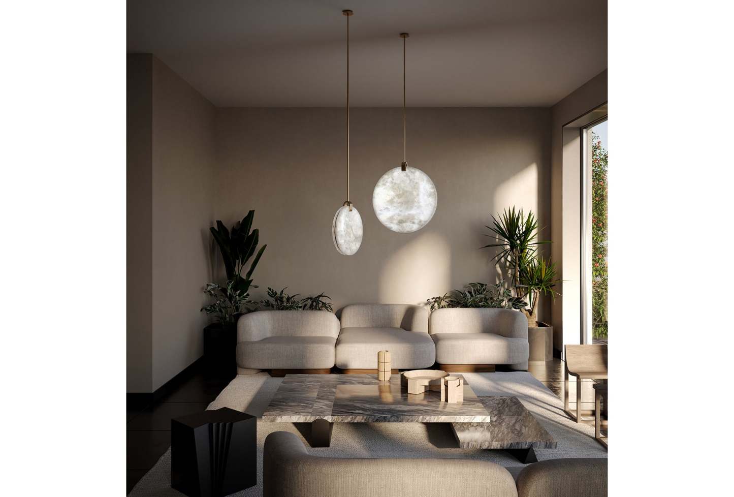 Alabaster Soho Disc Pendant Light For Hallway