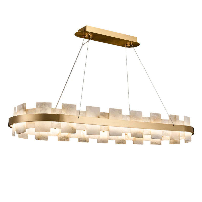Anita Modern Oval Alabaster Chandelier For Living Room