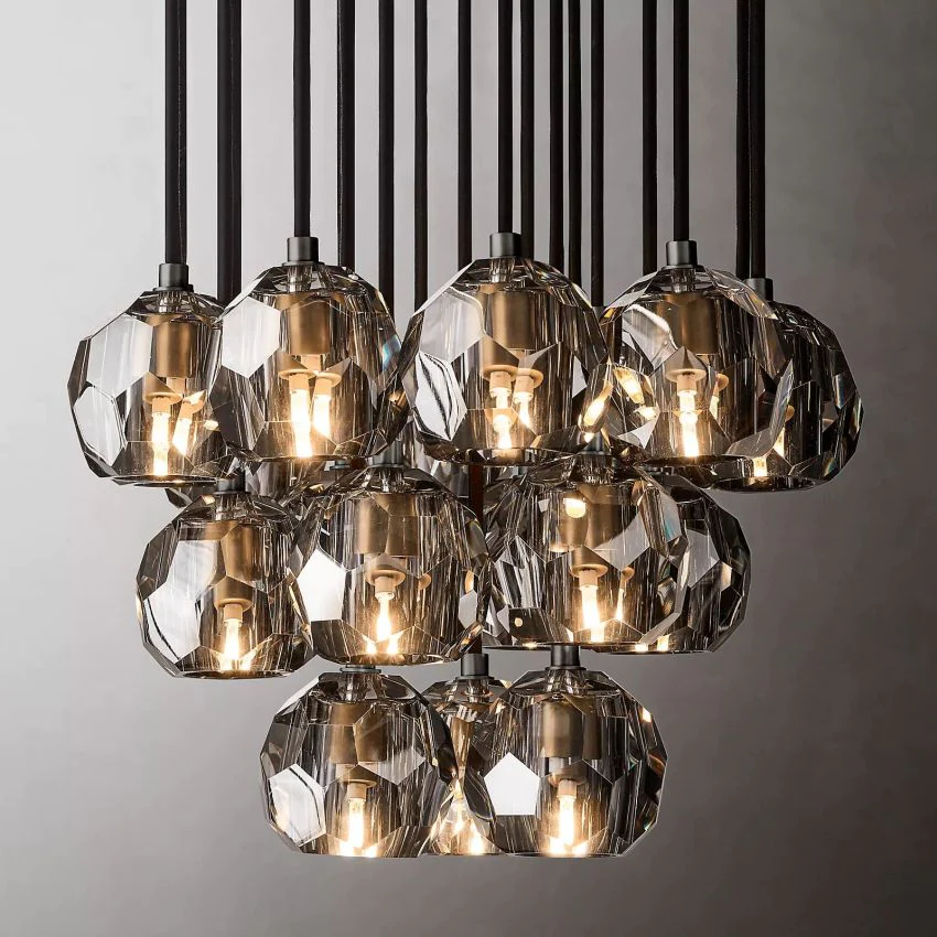 Cell Crystal Round Cluster Chandelier D 19"