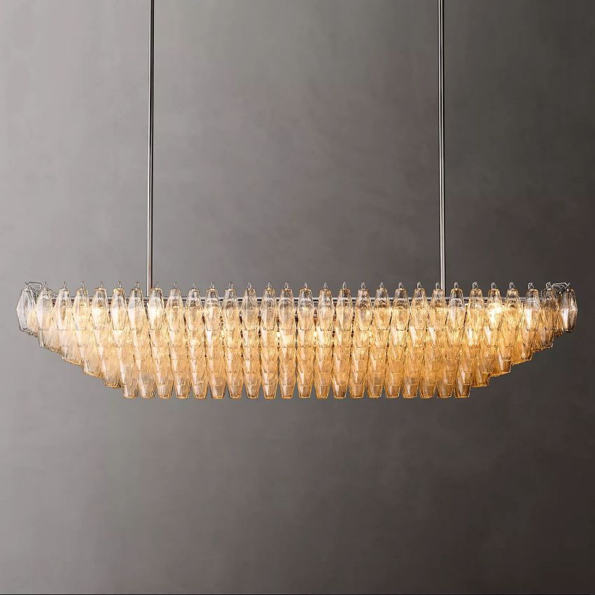 Mia Clear Glass Tiered Rectangular Chandelier