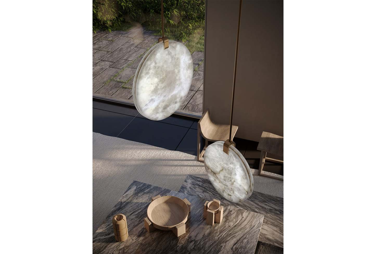 Alabaster Soho Disc Pendant Light For Hallway