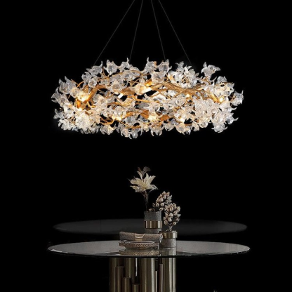Rystal Brass Branch Round Chandelier