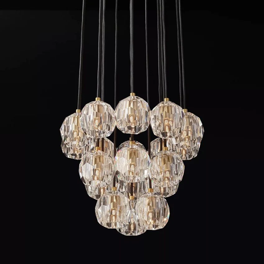 Cell Crystal Smoke Chandelier 72"
