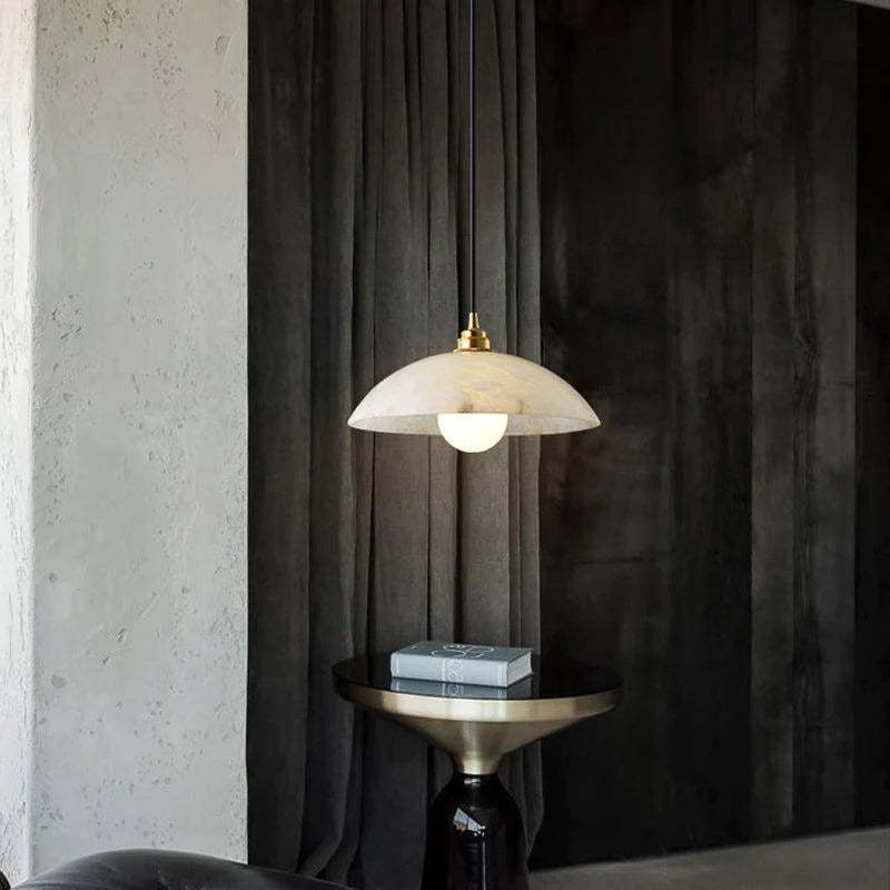 Modern Joni Alabaster Dome Pendant Light For Living Room