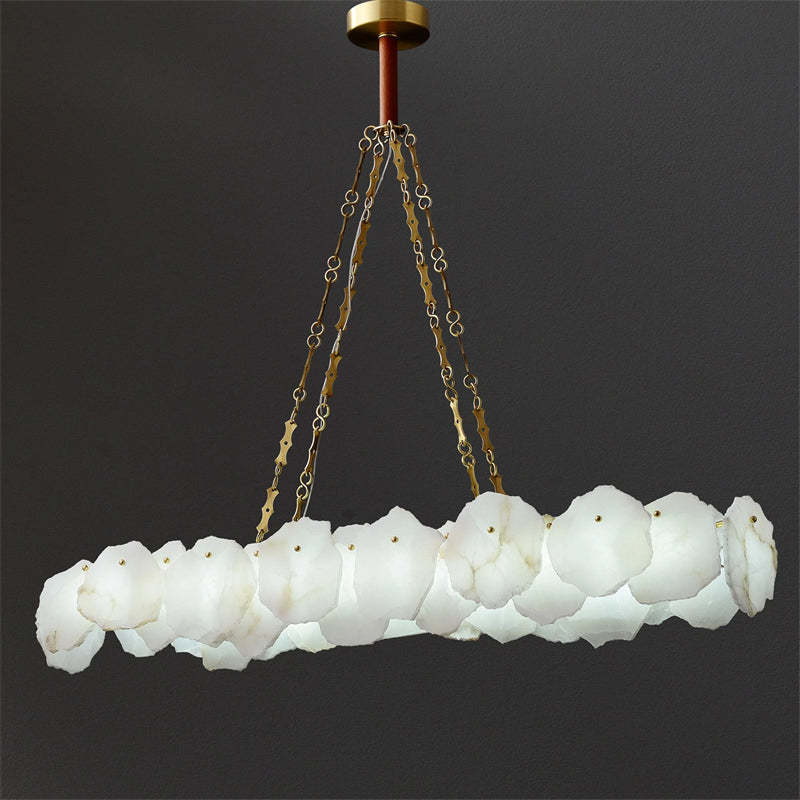 Noah Alabaster Modern Snowflake Linear Chandelier with Chain