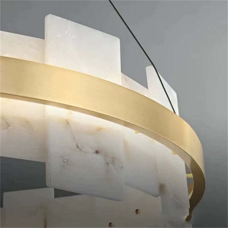 Anita Modern Round Alabaster Chandelier For Living Room