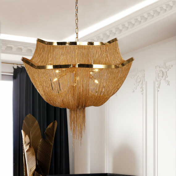 Gold Tassel Aluminum Chain Chandelier Diameter 26″ 35″