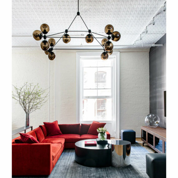 Modo Chandelier – Rectangle, 14 Globes