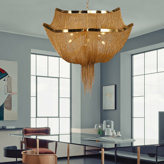 Gold Tassel Aluminum Chain Chandelier Diameter 26″ 35″