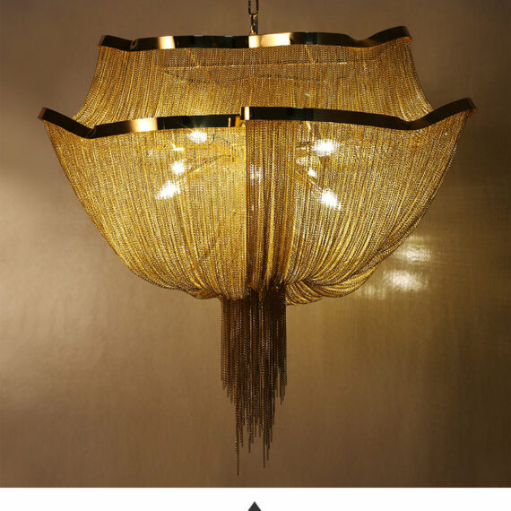 Gold Tassel Aluminum Chain Chandelier Diameter 26″ 35″