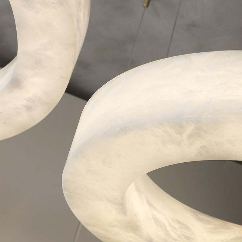 Real Alabaster Ring Chandelier, Modern Circular Chandelier