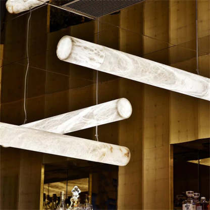 Avis Alabaster Linear Pendant Light Over Kitchen Island