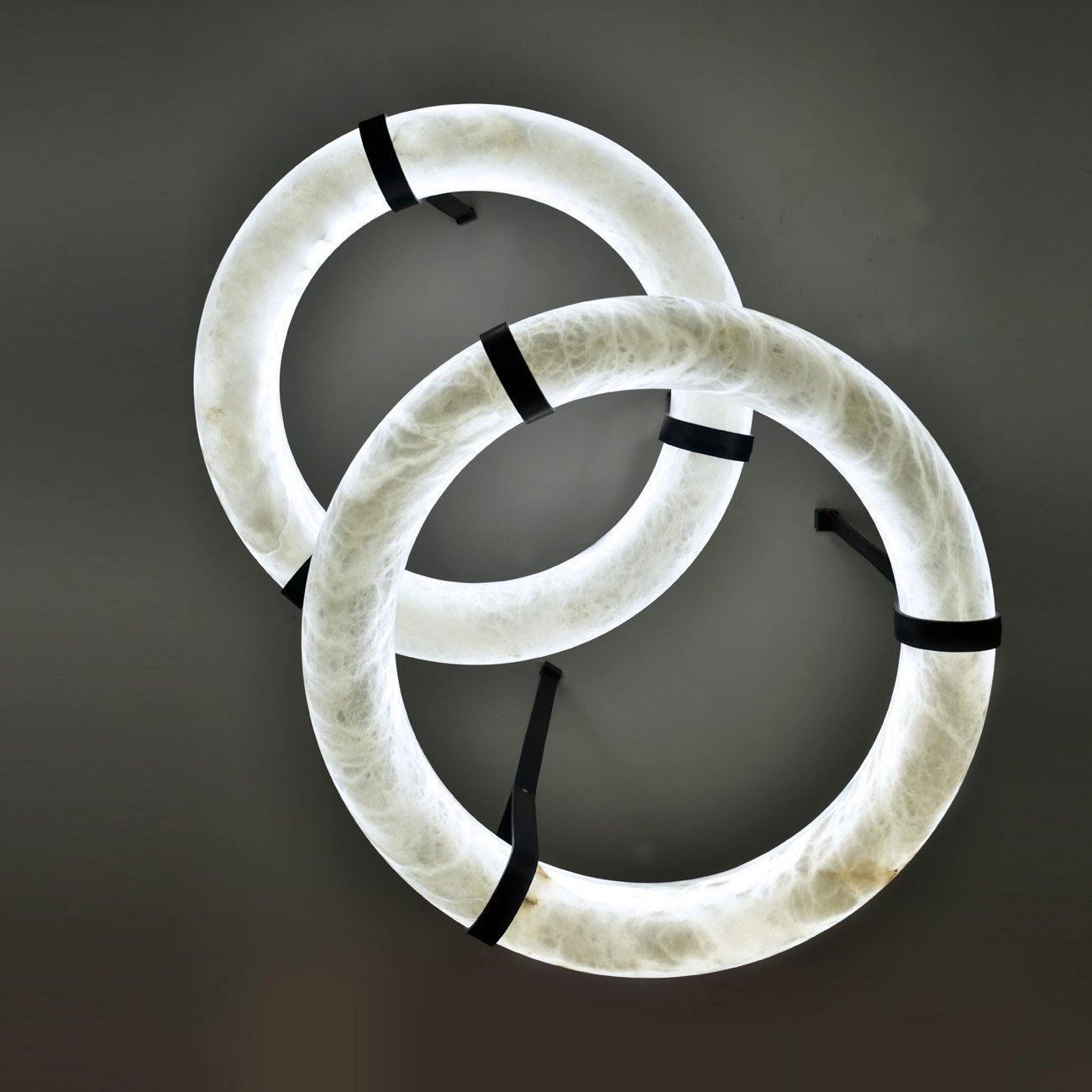 Oslo Pendant Alabaster Chandelier, Halo Ring Chandelier