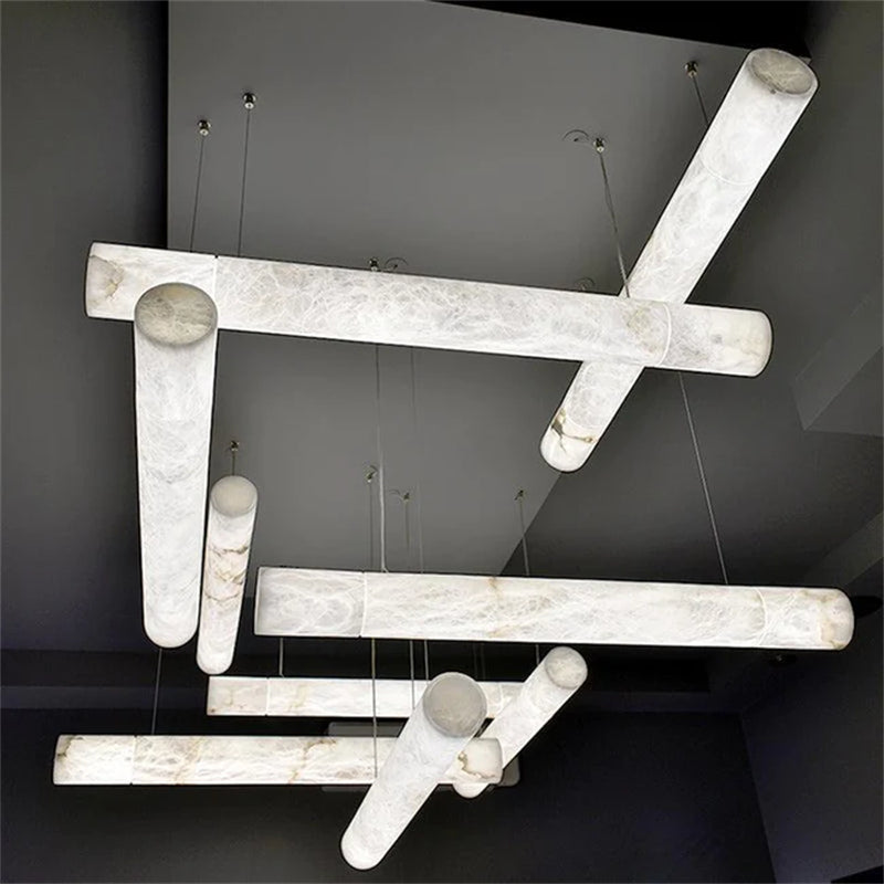 Avis Alabaster Linear Pendant Light Over Kitchen Island