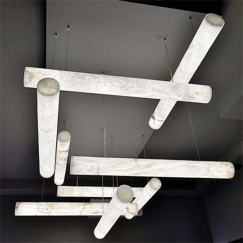 Avis Alabaster Linear Pendant Light Over Kitchen Island