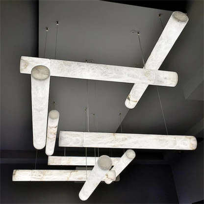 Avis Alabaster Linear Pendant Light Over Kitchen Island