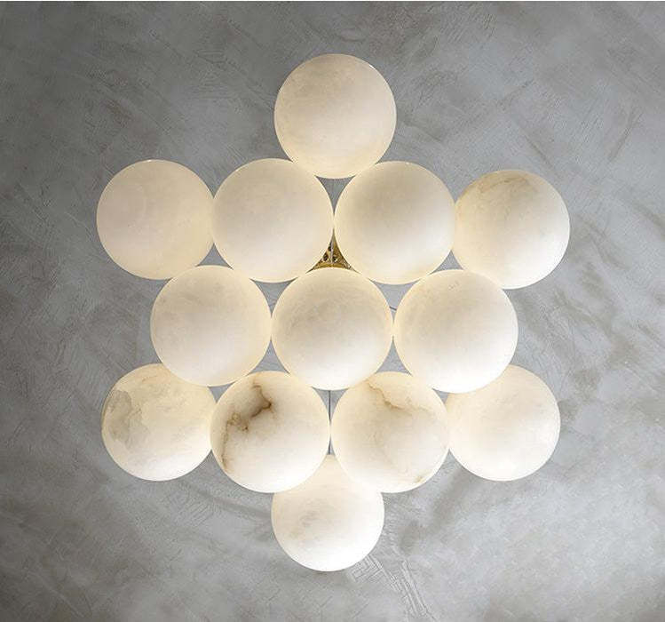 Modern Pearl Alabaster Ball Pendant Light For Dining Room
