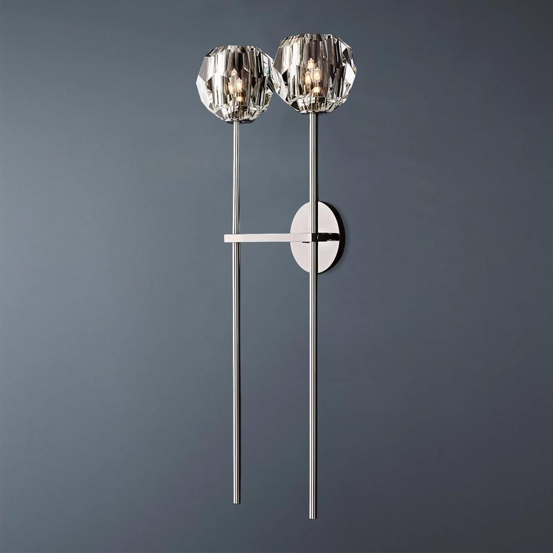 Cell de Double Clear Crystal Ball Wall Sconce