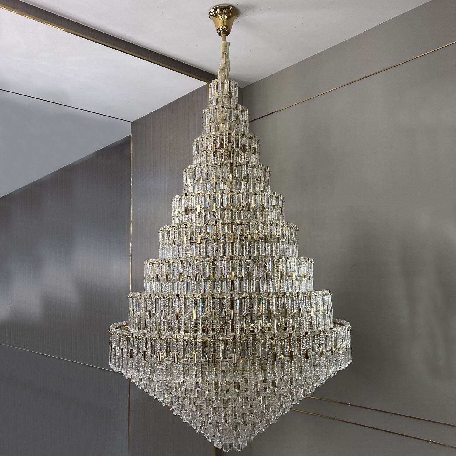 Oversized Multi-layers Honeycomb Luxury Ceiling Crystal Chandelier For ...