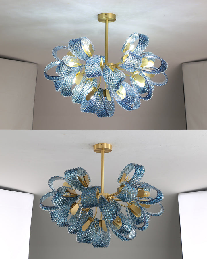 Peacock Blue Art Glass Chandelier-WM2213b – Jucci Light