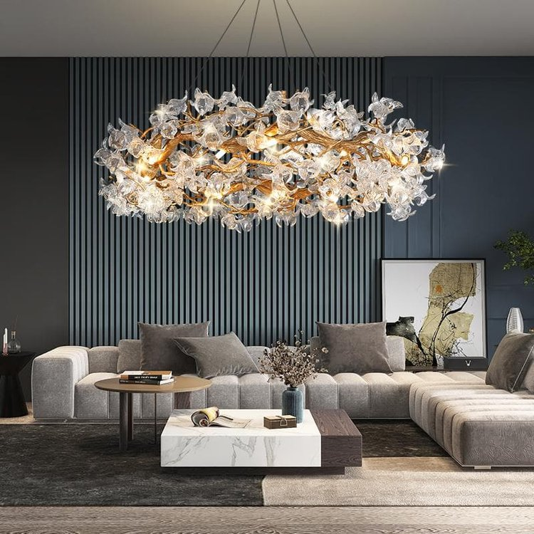 Rystal Brass Branch Round Chandelier