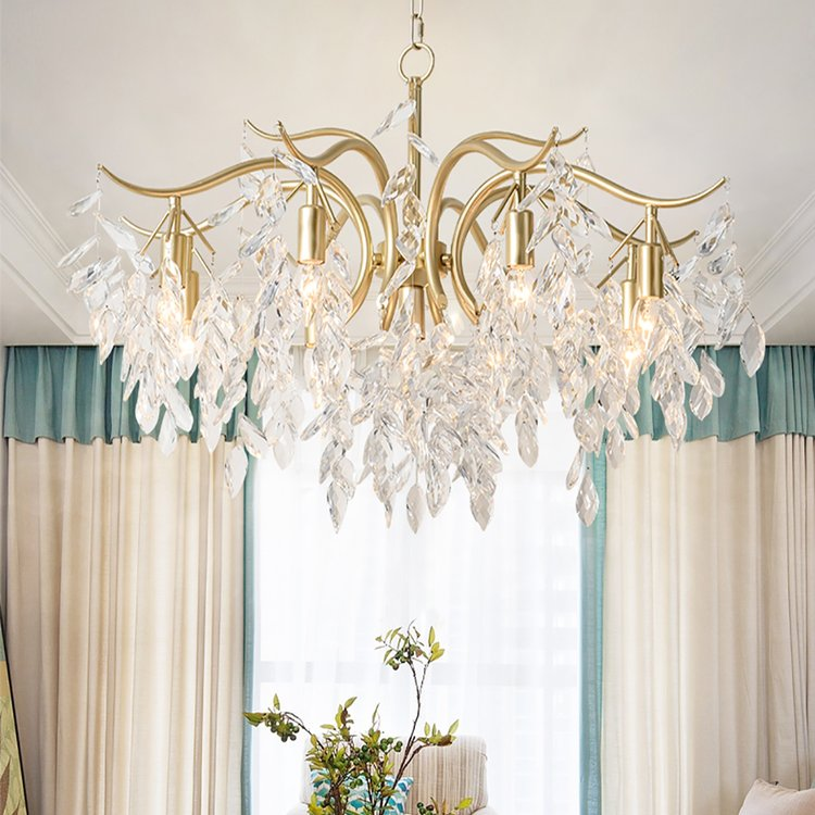 Crystal Cascade Chandelier Living Room Light Fitting