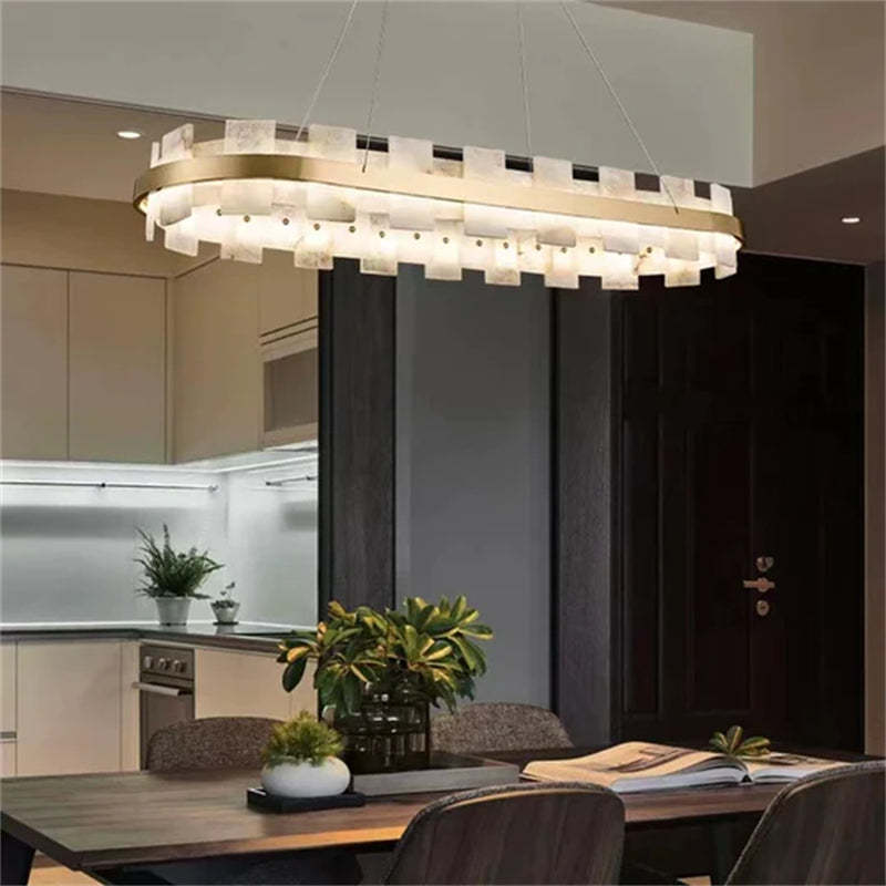 Anita Modern Round Alabaster Chandelier For Living Room