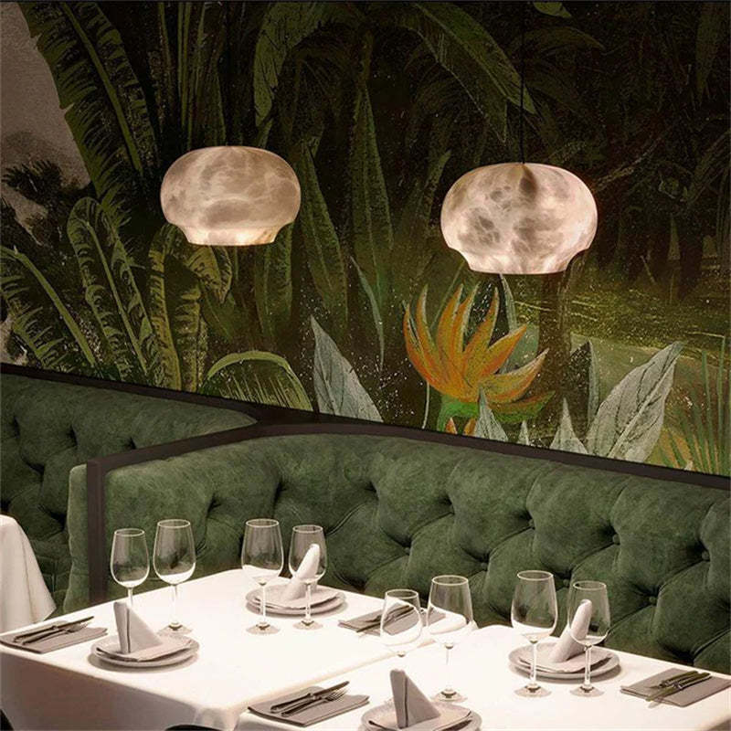 Modern Celina Alabaster Dome Pendant Lighting