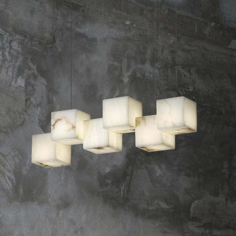 Prisca Alabaster Cubic Pendant For Dining Table, Kitchen Island Pendan