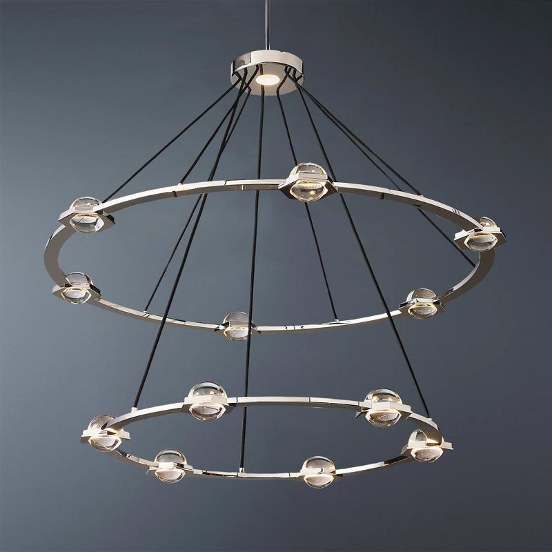 Eclatant Crystal Ball Round 2-Tier Chandelier 48"