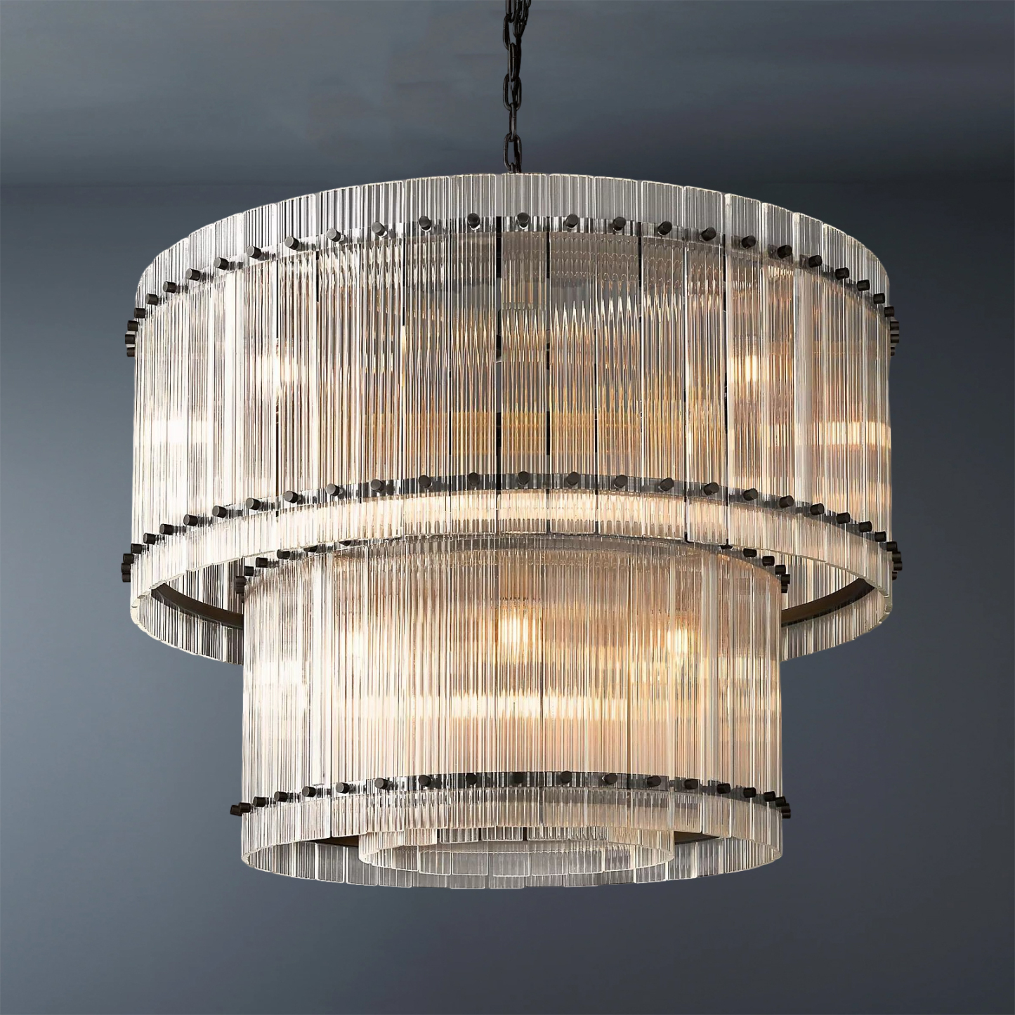 Hen Cbcro Modern 2-Tier Luxury Round Chandelier 37"