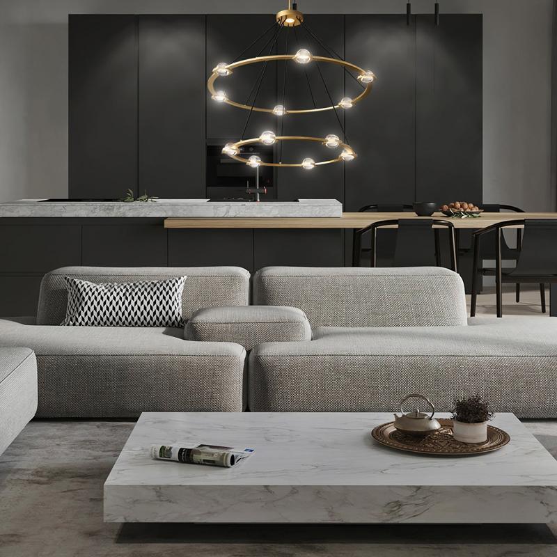 Eclatant Crystal Ball Round 2-Tier Chandelier 48"
