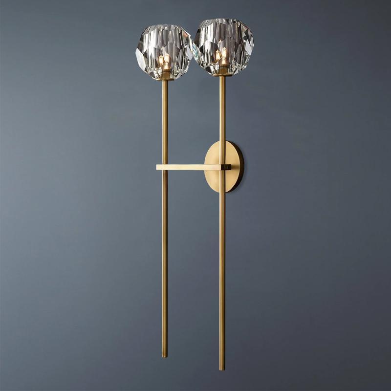 Cell de Double Clear Crystal Ball Wall Sconce