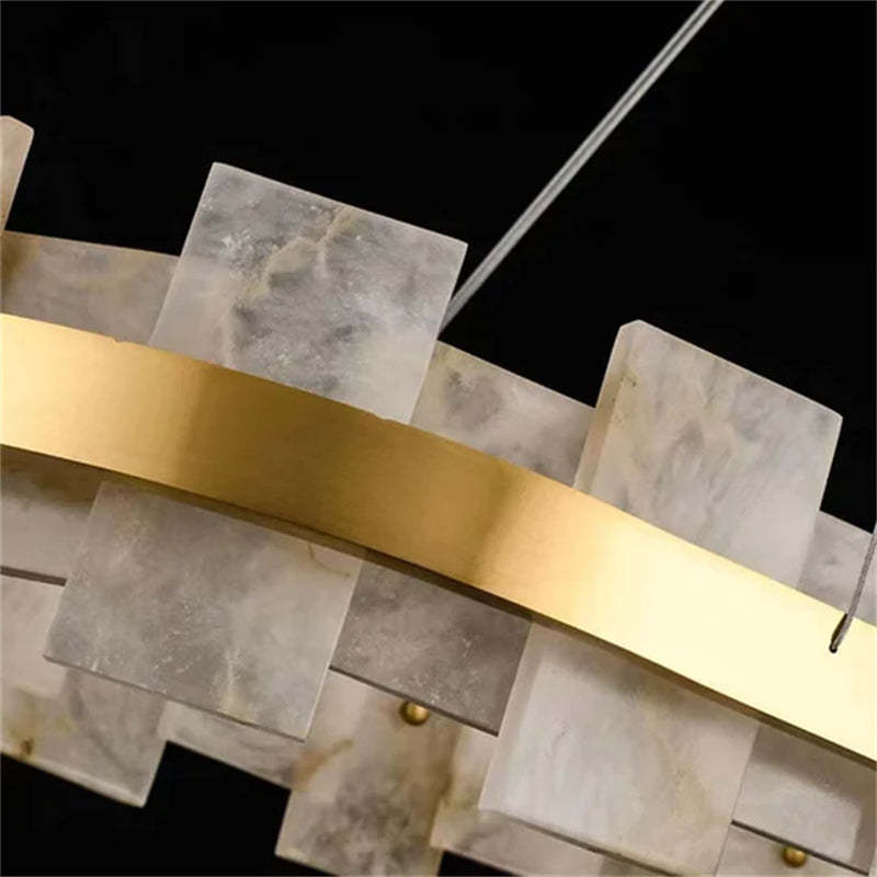 Anita Modern Round Alabaster Chandelier For Living Room
