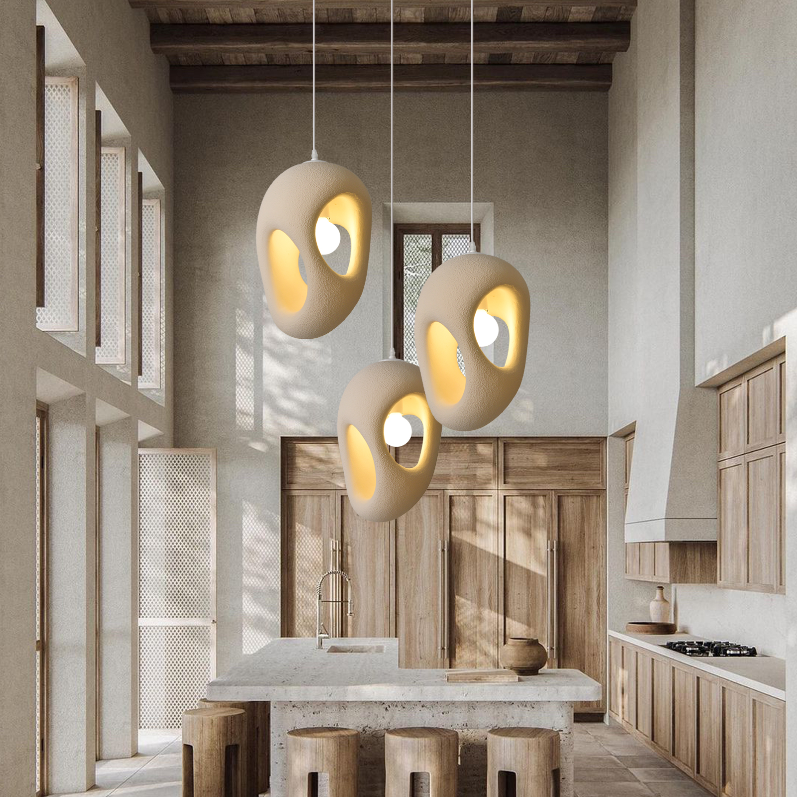 Creative Retro Wabi-Sabi Style Resin Sculpture Pendant Light