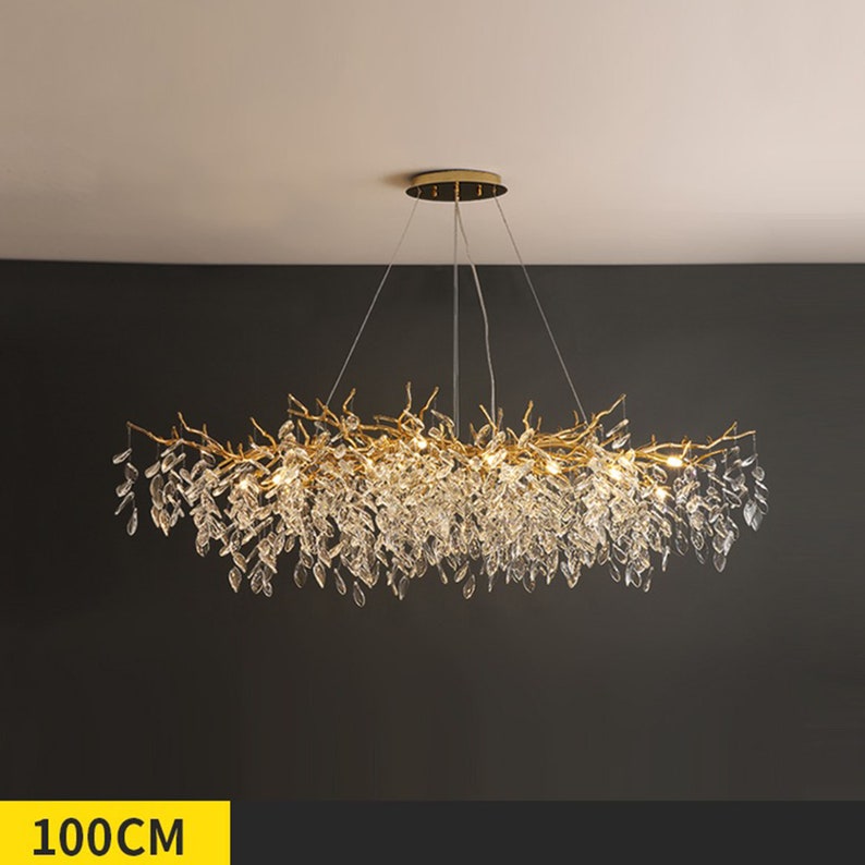 Branch Chandelier Crystals on Dining Room Table