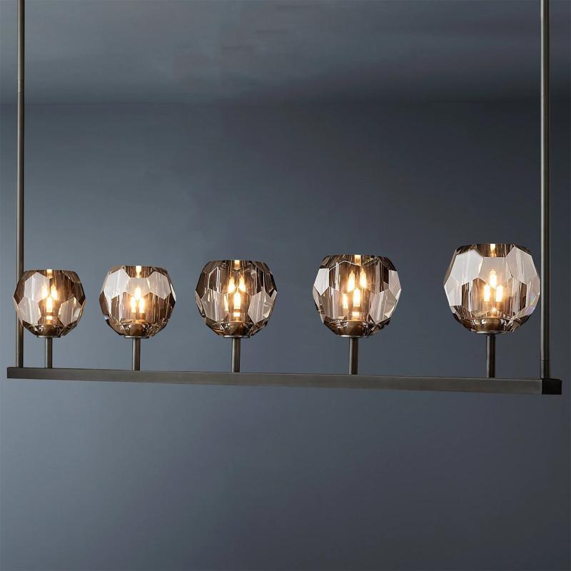 Cell de Glass Ball Linear Chandelier 48"