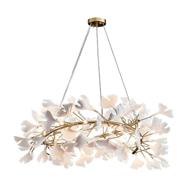 Modern Porcelain Ginkgo Leaf Round Chandelier