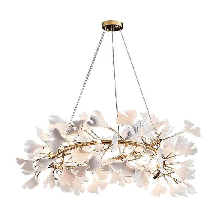 Modern Porcelain Ginkgo Leaf Round Chandelier