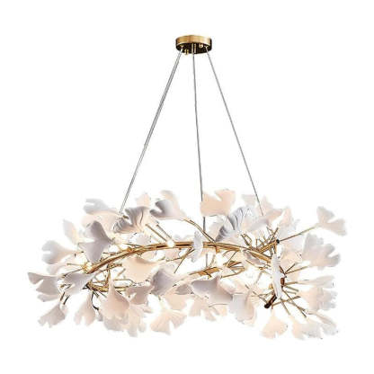 Modern Porcelain Ginkgo Leaf Round Chandelier