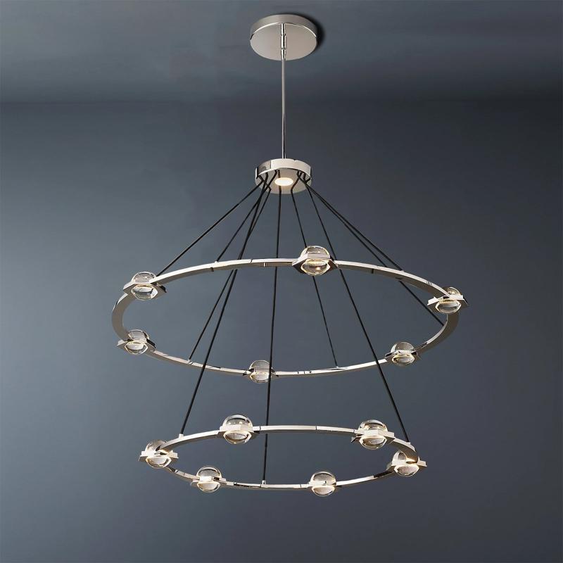 Eclatant Crystal Ball Round 2-Tier Chandelier 48"