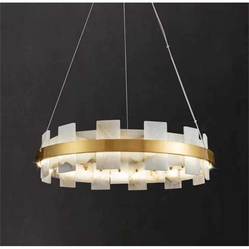 Anita Modern Round Alabaster Chandelier For Living Room