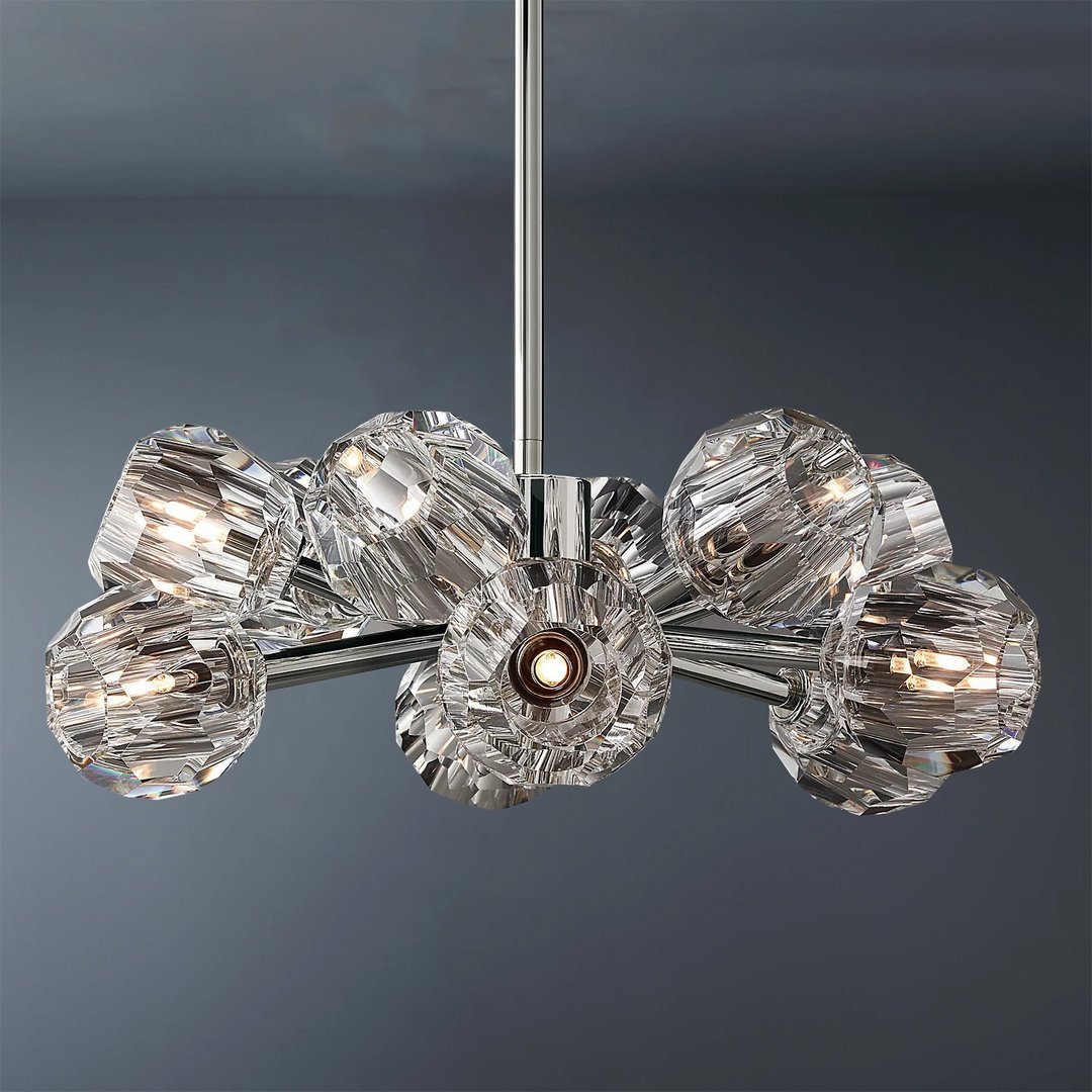 Cell de Crystal Ball Clear Chandelier 24"
