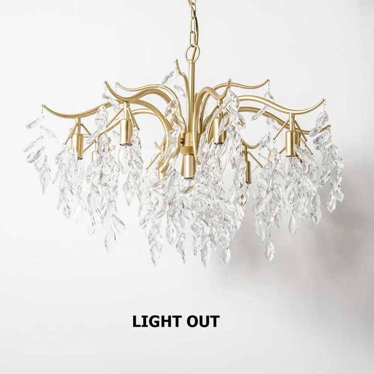 Crystal Cascade Chandelier Living Room Light Fitting