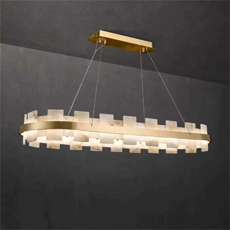Anita Modern Round Alabaster Chandelier For Living Room