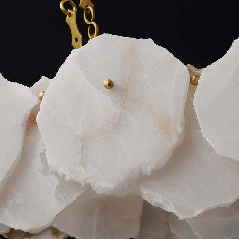 Noah Alabaster Modern Snowflake Linear Chandelier with Chain