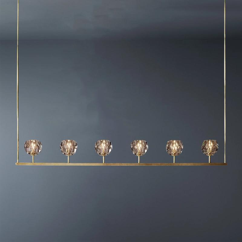 Simple Boule De Glass Ball Linear Chandelier 60"