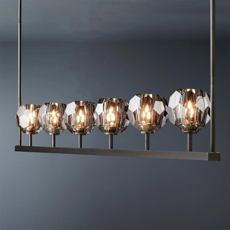 Cell de Glass Ball Linear Chandelier 60"