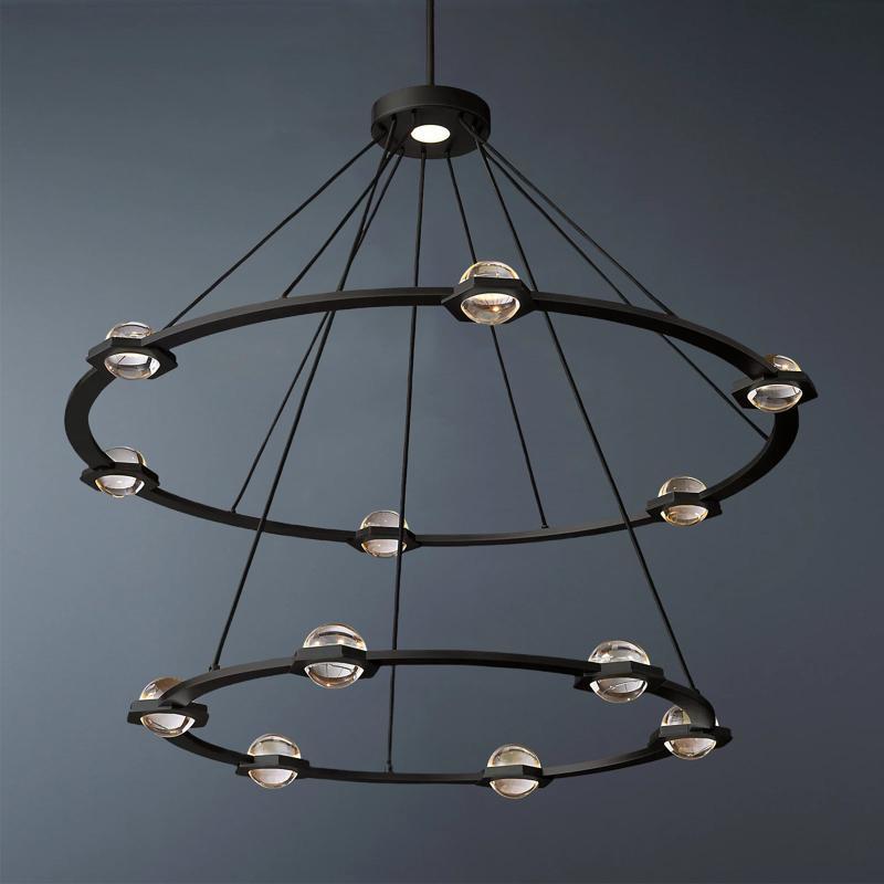 Eclatant Crystal Ball Round 2-Tier Chandelier 48"