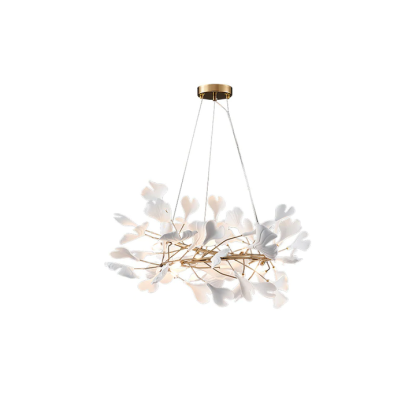 Modern Porcelain Ginkgo Leaf Round Chandelier